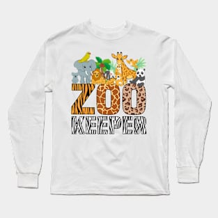 Zookeeper Costume Zebra Wild Print African Animal Keeper Long Sleeve T-Shirt